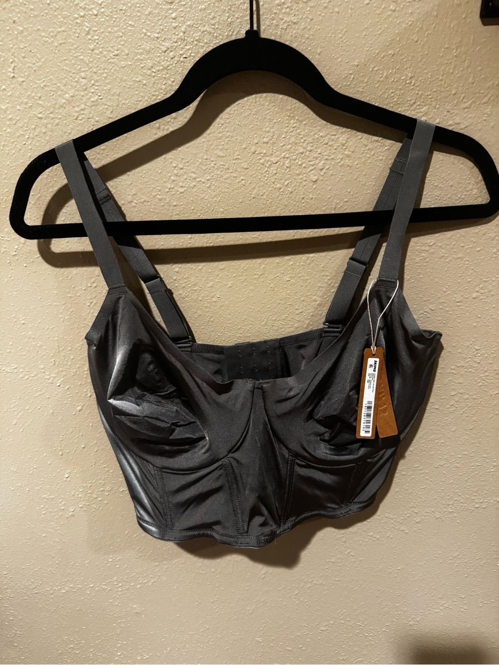 SKIMS Black Satin corset bra